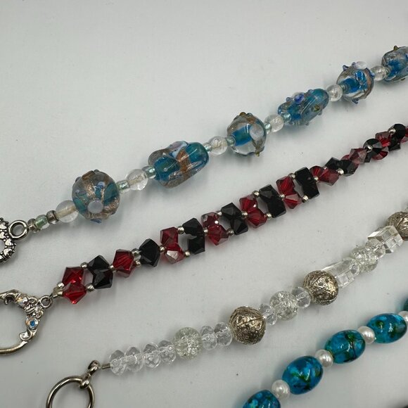 Bracelet Lot Glass Beads Toggle Clasp Mixed Styles Lampwork Boho Artsy Set of 7 - Picture 4 of 16